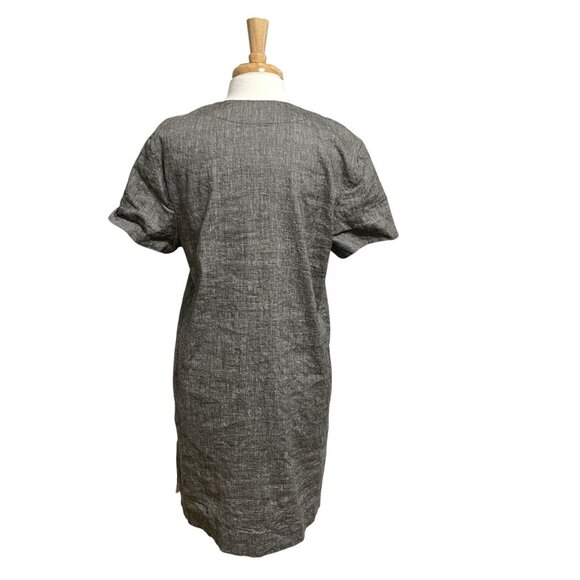 Theory Linen Blend Split-Neck Short Sleeve Shift Dress Classic Gray size XL - Picture 4 of 7